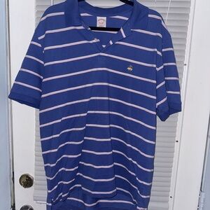 Brooks Brothers Blue Polo with White and Pink Stripes
